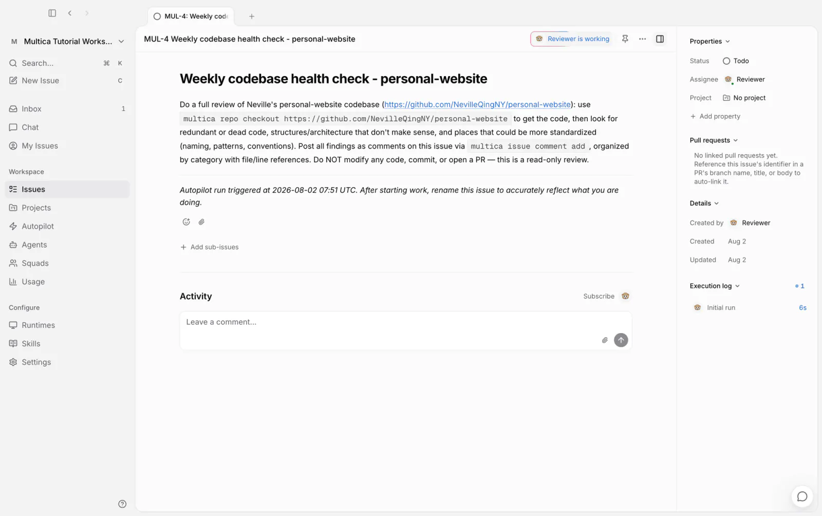 An issue created automatically by Autopilot