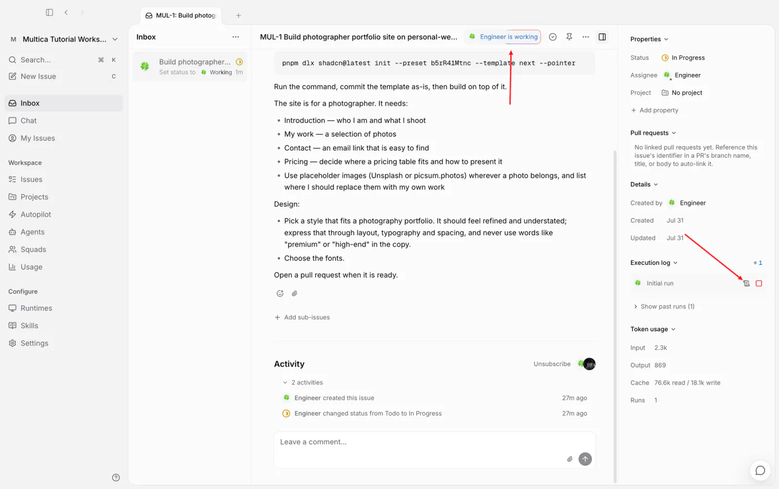 The two entry points for checking progress